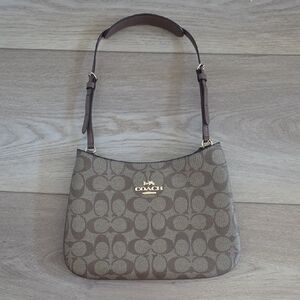 Coach Tan and Brown Signature Shoulder Bag